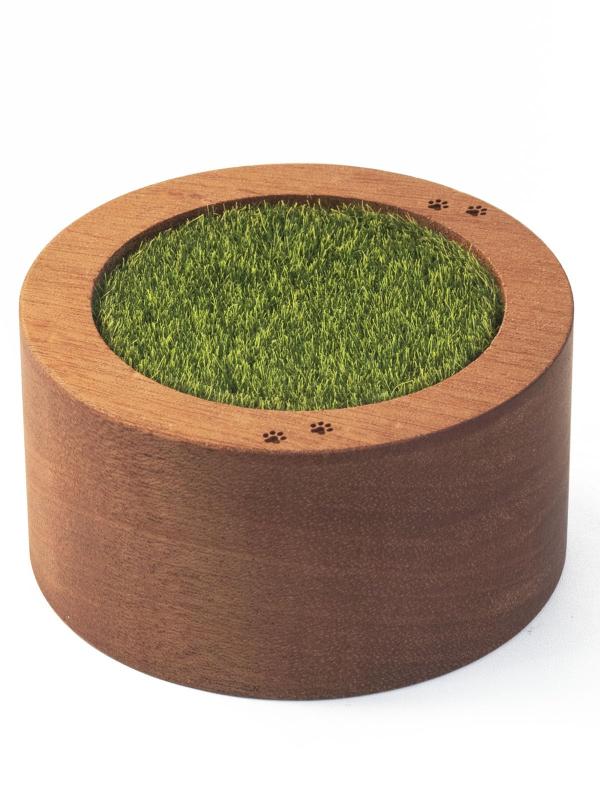 ミニ骨壷 ペット骨壺【芝生+足跡】手元供養 木製 遺骨入れ メモリアル骨壷 人間 猫 犬 兎 肉球 歯 毛 お骨 遺骨 納骨容器 密封型 ペッ..
