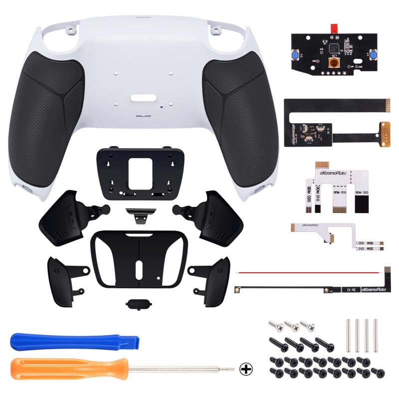 Rakuten - eXtremeRate ps5コントローラーBDM-010&BDM-020に対応用プログラムできる背面パドルプラスティック製RISE4リマップキット、ps5コントローラーに対応用アップグレードボードと黒いラバーグリップ