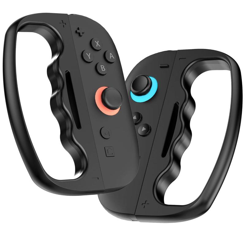 LIKENNY コントローラー グリップ ハンドル 左右1組 Switch2 に対応 マグネット式 フィットボクシング 対応 For Nintendo Switch Joy-Con 大人と子供 向け 人間工学設計 操作簡単 (ブラック)