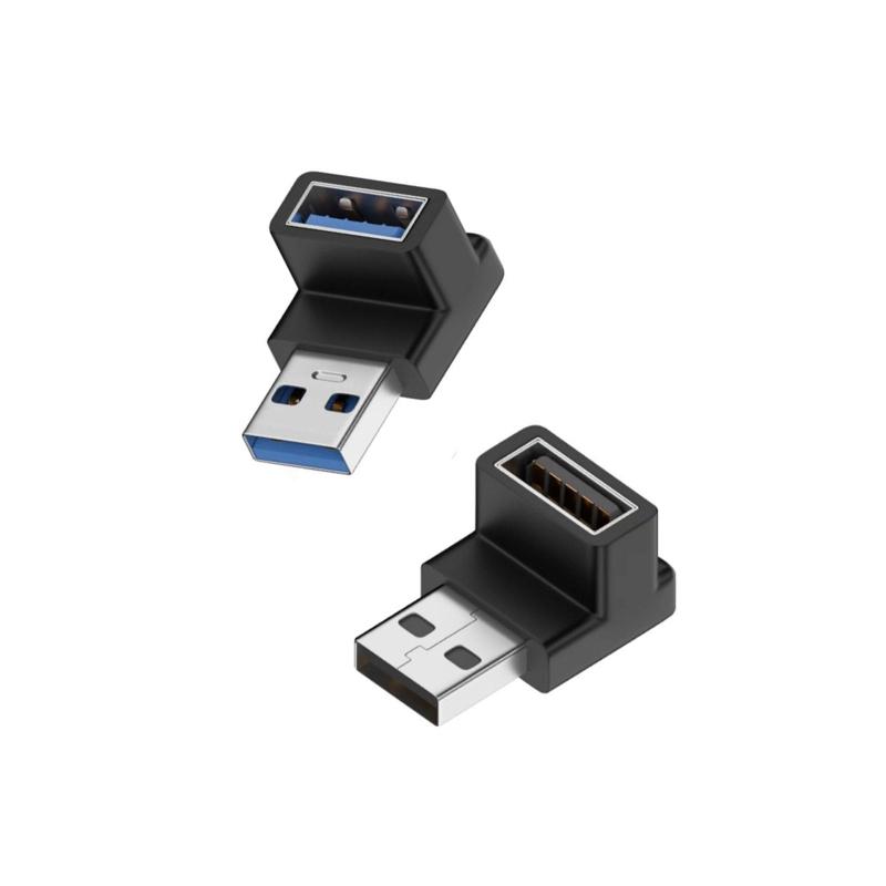 SHARP - USB 3.0 変換アダプタ L型 アダプタ 10Gbps 高速データ伝送アダプタ USB Type A L字型変換アダプタ 小型 軽量 USB Aオス - USB A メス 延長電源データ ビデオアダプター 2個セット (90度/上向き下向き)