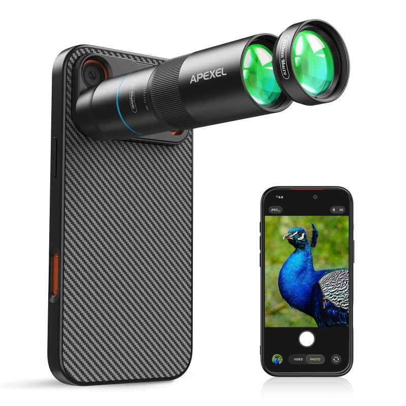 【望遠とマクロ一体化】 APEXEL 10Xスマホ望遠レンズ 200mmスマホマクロレンズ 遠距離撮影も細部撮影もできる 超高コスパ 最新EDレンズ採用超 コンパクトで軽量 持ち運び易い 使用簡単主流の