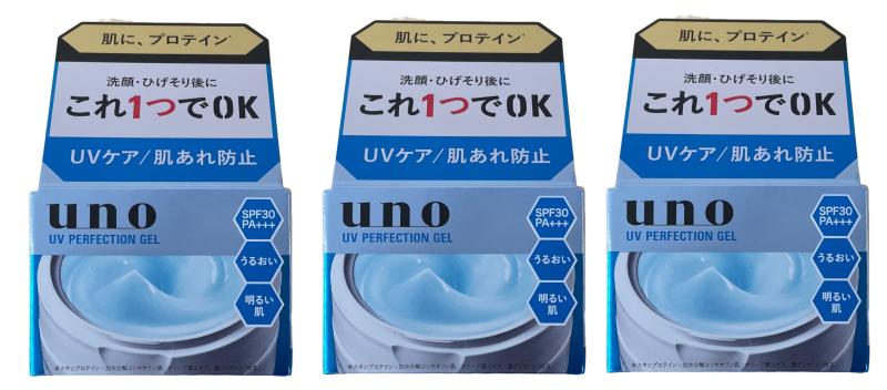《セット販売》 資生堂 ウーノ UVパーフェクションジェル SPF30 PA+++ (80g)×3個セット メンズ 男性用 ..