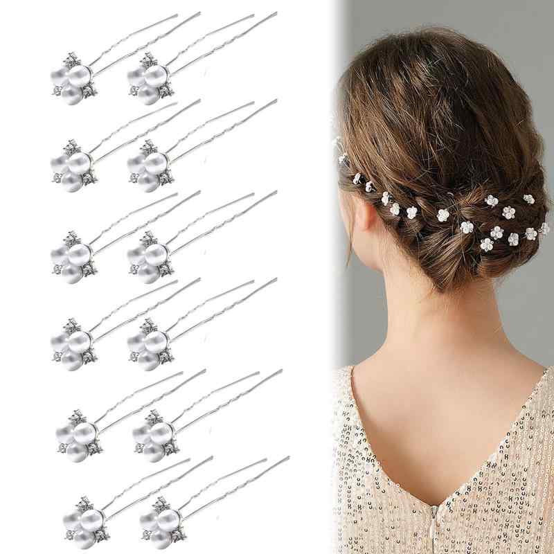 RICISUNG パールピン【12本セット】Uピン ヘアアクセサリー 髪飾り パーティ アレンジ ヘアアクセサリー ヘアピン ヘッドドレス 着物 和装 撮影 花嫁などの髪飾り用 成人式 卒業式 結婚式