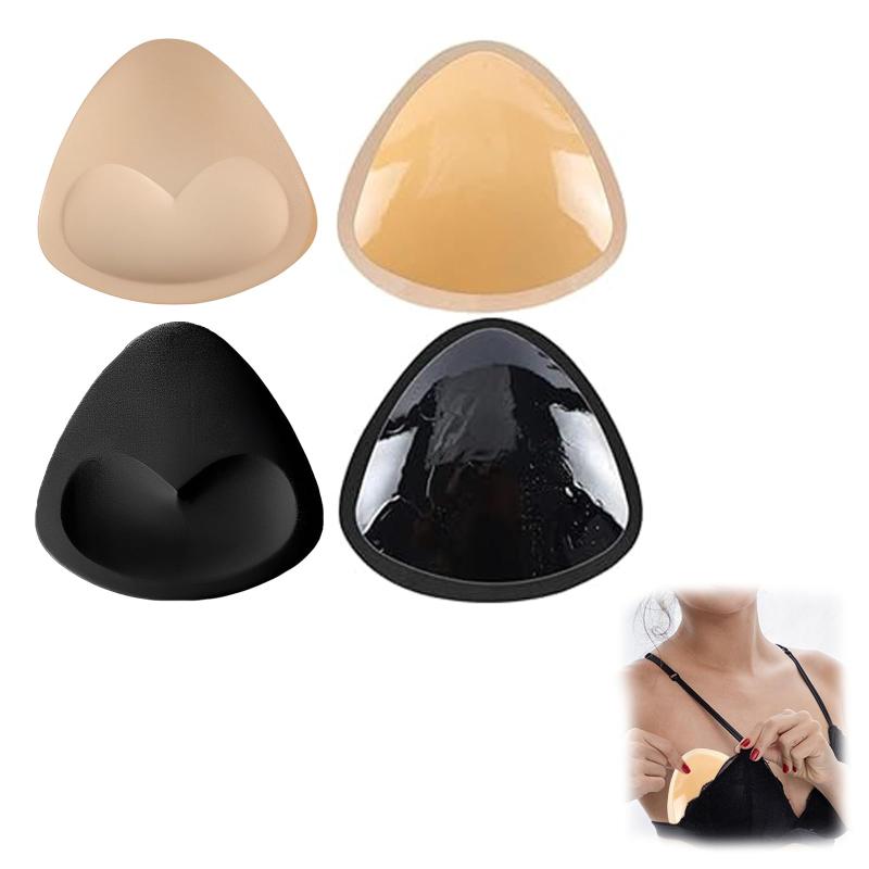 [ZHEJIA] 胸パッド シリコンパット (2組セット) シリコン ブラパッド 水着 貼り付け レディーズ シリコン ブラ レディーズ 胸 パット 肌に優しい 快適に楽しむ 簡易着用 洗濯可能 (肌色+ブラッ