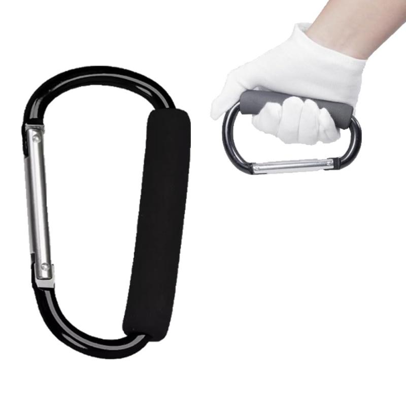 カラビナ ベビーカーフック ブラック 1個入り 大型 ベビーカー フック おしゃれ 小型 カラビナ ポーチ おしゃれ キャリーバッグ フック..