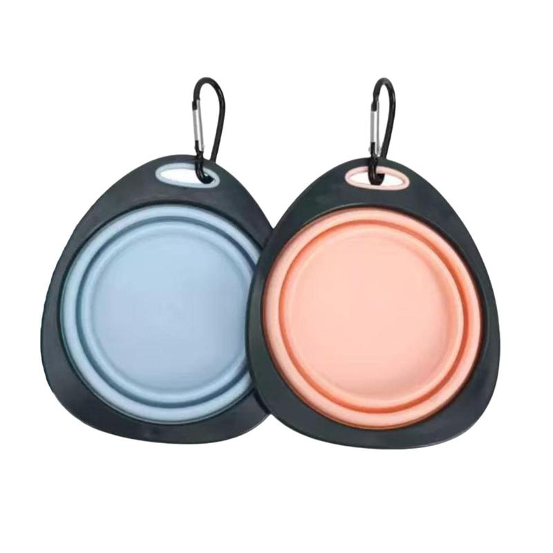 折りたたみ式 犬猫用ボウル 2個セット シリコン製 ペットボウル 折りたたみ式 携帯 折り畳み 給水ボウル 餌入れ 水やり フック付き 超軽量 散歩 旅行 お出かけ（320ml/ブルー＋ピンク）折りたたみ式で携帯に最適なペットボウルセット：...