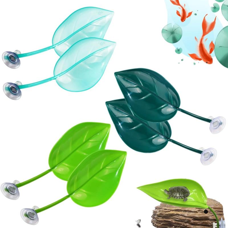 RJDJDLXM 6個 カエルの生息地の葉 吸引カップカエルの止まり木 吸盤付き ベタ用リーフベッド 樹上性爬..