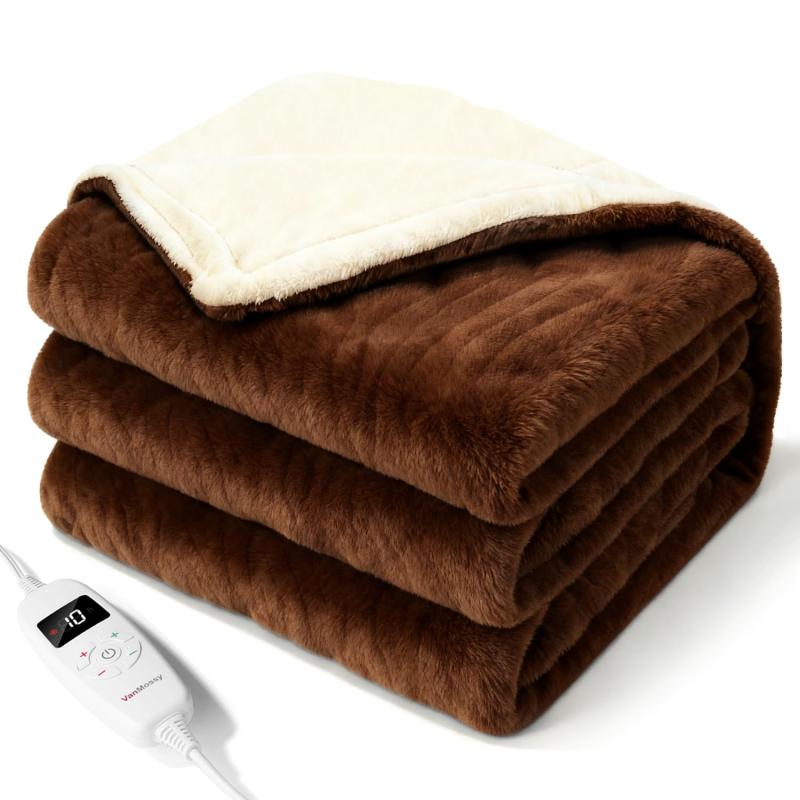 電気毛布 敷き 掛け兼用 VanMossy 節電 188×130cm 電気ブランケット 速暖 均一加熱 頭寒足熱 ダニ退治 10段階温度調節＆省エネタイマー（1-8時間）電気膝掛け 電気敷き 電気敷毛布 電気掛け毛布
