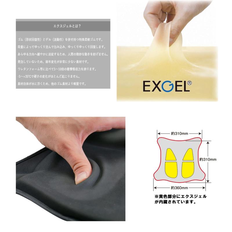 エフェックス(EFFEX) GEL-ZAB R(ゲルザブR) ウォームシートカバーセット エクスジェル (EXGEL) 体圧分散 シートヒーター 汎用 (310/360x310mm) 単品使用可 USB給電可能 ゲルザブヒート EHZ3136AMZ-W