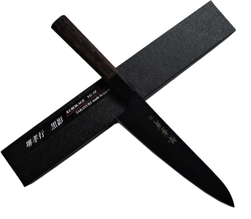 堺孝行 黒影 槌目フッ素加工和式包丁 (和牛刀210mm 07493)使用後はよく洗って水分を拭き取ること冷凍食品や骨などの硬い食材には使用不可食洗機は不可