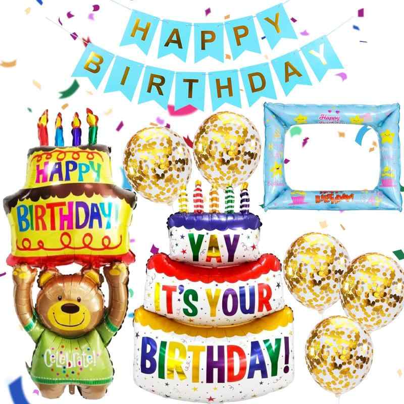 特大サイズ誕生日バルーン アルミ クマバルーン 飾り付け ケーキバルーン パーティーグッズ フォトフレームバルーン 飾り付けHTPARY誕生日 バルーン 男の子 女の子 かわいい 大きめ プレ
