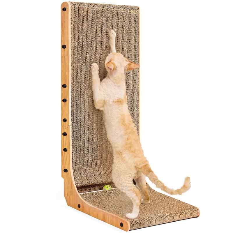 EHEYCIGA 猫 爪研ぎ 縦型 猫 爪とぎベッド 猫 家 XL 猫グッズ 長い猫の爪とぎ段ボール （L字型，42x32x81cm）