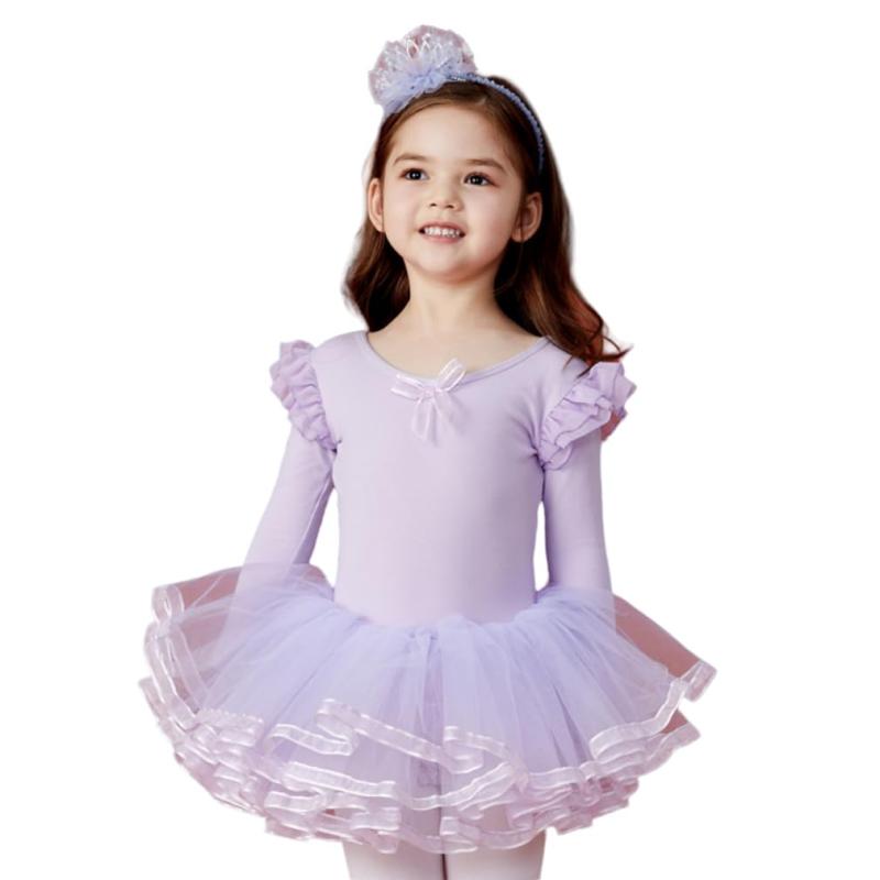 Other - MARBEINE レオタード バレエ 子供 キッズ ジュニア 女の子 長袖 肩フリル スカート ダンス 衣装 綿 105 110 120 130 140 150 160 かわいい バレエ用品 練習着 演出服 新体操 バレエスカート