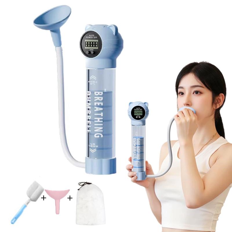 Rakuten - 【マウスピースが2つ付属】呼吸ダンベル 腹式呼吸 トレーニング 器具 呼吸訓練 簡単 呼吸筋トレーニング 肺活量を鍛える器具 腹筋トレーナー 肺活量 強化 グッズ 負荷レベル調節可 ボイス