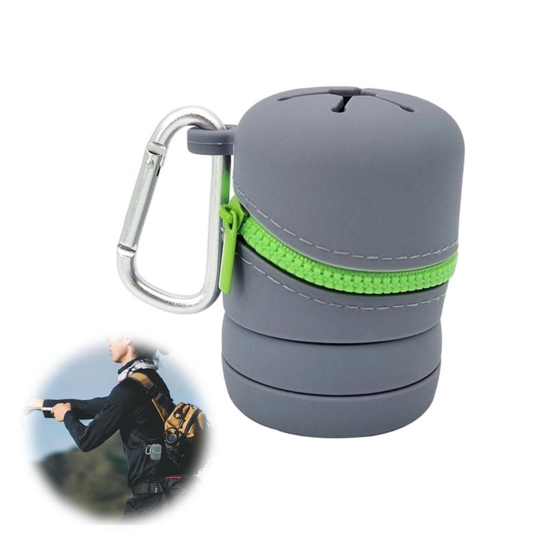 PAVIKE シリコン釣りボックス マイクロゴミ箱 ゴミ箱 携帯 釣り 小物入れ アウトドア活動用 アウトドア 花粉対策 カラビナ付き折りたたみ式 軽量 釣り用品