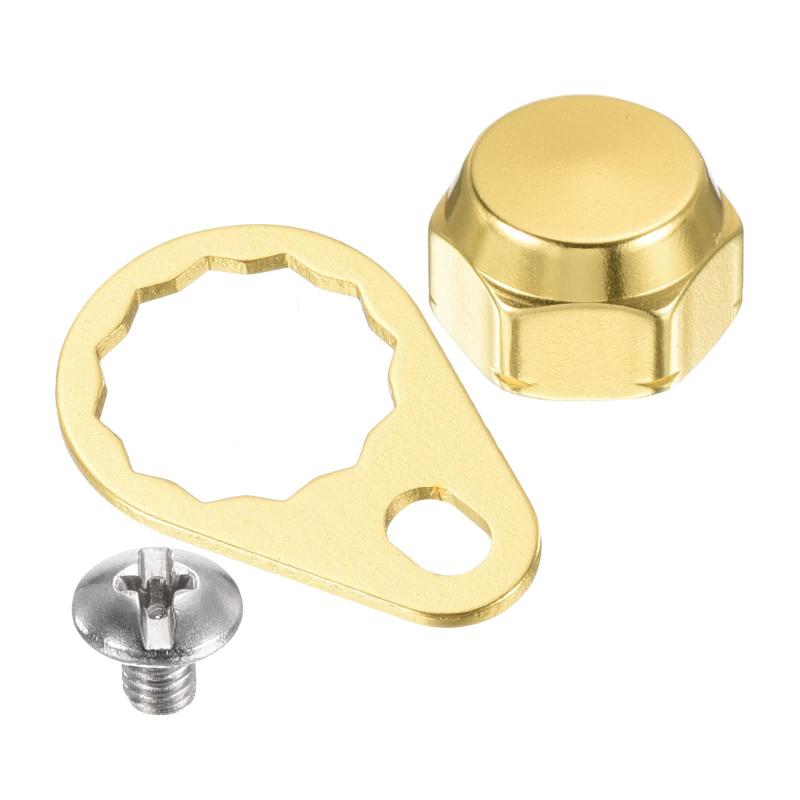PATIKIL 釣りリールハンドルネジナットロッキングプレート 右手ネジ M8ナットキャップ交換 DIY釣りアクセサリー用 ゴールド