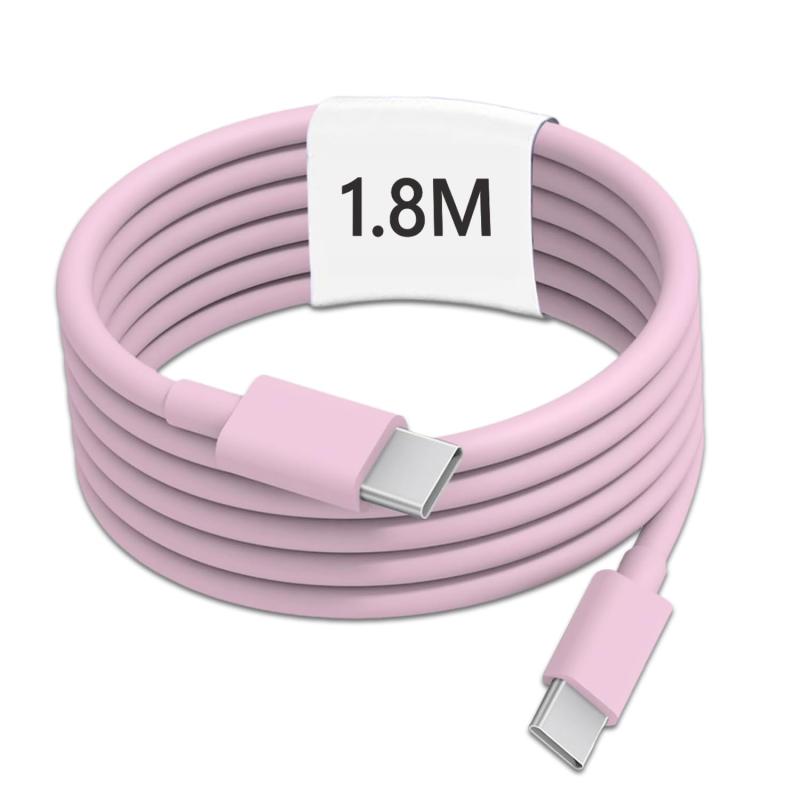 USB C to USB C 1.8m/2m ブラック または ピンク または 紫