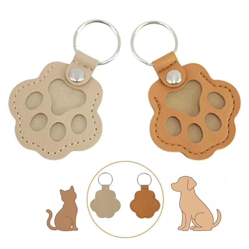GearFun ペットの毛保存キーホルダー 2個セット 肉球型デザイン 犬の毛や猫の毛を入れられるキーホルダー レザー製 コンパクトで持ち運びに便利 記念品 お守り 小型動物用