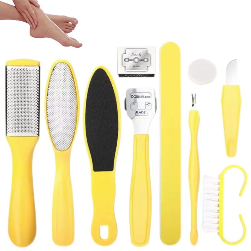 10点ペディキュアセット：かかとファイルセット グルーミングキット トラベルケース フットファイル かかとケア 角質除去 フットケア 角質ケア 角質ケア