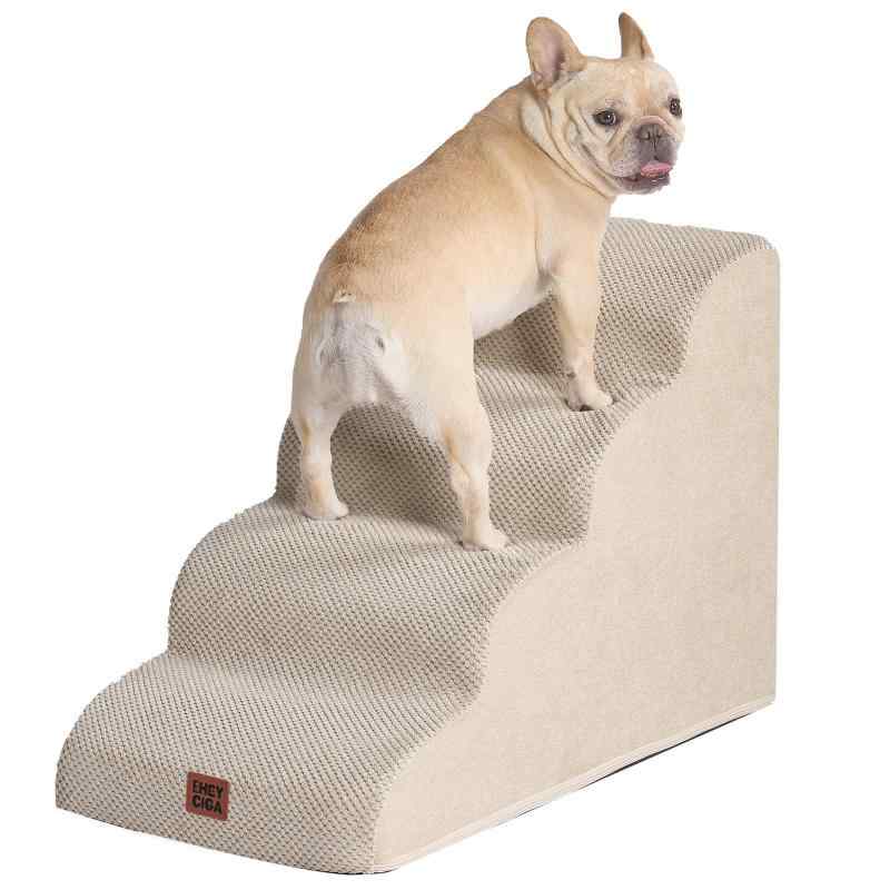 EHEYCIGA 犬 階段 ステップ ペット 階段 ドッグステップ 犬 スロープ 小型犬適用 洗える(ベージュ、40x75x50cm、4段)