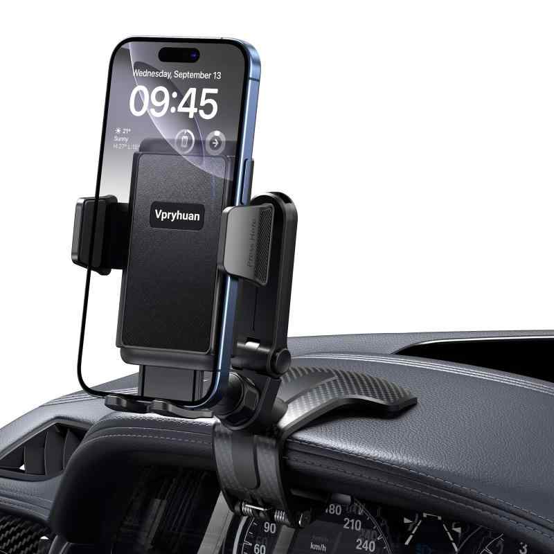 Rakuten - Vpryhuan 車載スマホマウント ダッシュボード対応 落下防止クリップ設計 360度回転多機能 スマホホルダー 車 4-7インチ万能型 iPhone/サムスン/Google/ソニー互換