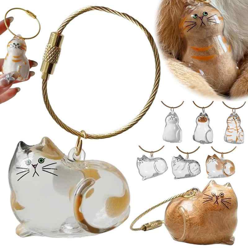 ペット 遺毛入れ 猫の毛収納ボトル 3/6個セット ペット 遺毛 ケース 透明 猫のキーホルダー 毛を保管するボトル かわいい 猫 ヘア 収納ボックス キーチェーン 犬 猫 うさぎ 小動物 毛収納ケ