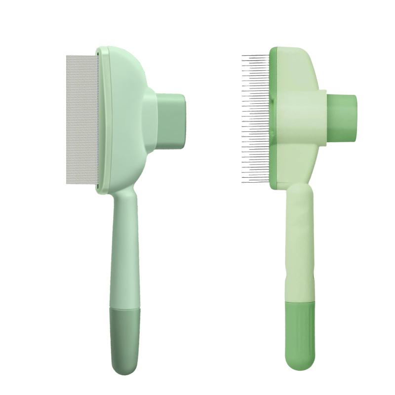 犬と猫用 抜け毛取りブラシ 2点セット 長短歯コームと密歯コーム ワンタッチで簡単 清掃楽々 家庭からサロンまで 犬ブラッシング 猫ブラッシング トリミング対応