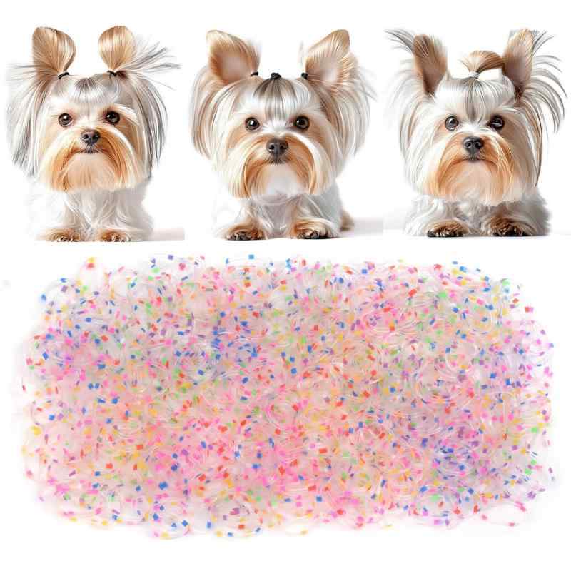 BIANHUAN 犬 ヘアゴム1000本 セット からまない ミニ カッター ペット 可愛い 猫用 カット飾りなし おしゃれ プレゼント 痛くない かわいい 取れにくい シリコンゴム ヘア ヘアアレンジ 細い 薄