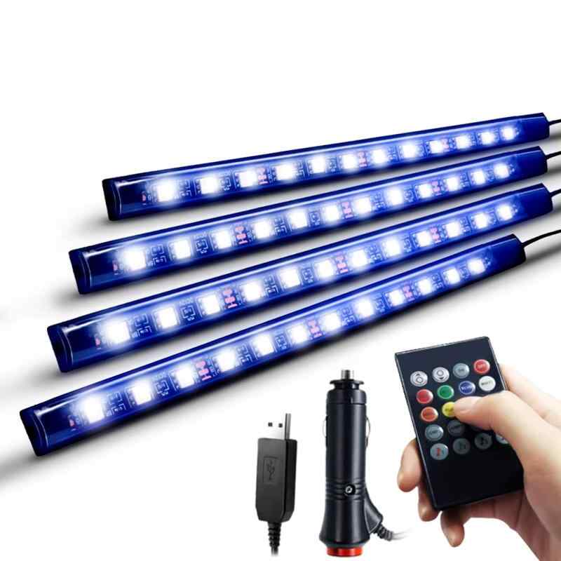 Nanpoku 車 LEDテープライト USB&シガーソケット 2種給電 車内装飾用 防水 高輝度 音に反応 RGB 8色切替 多種フラッシモード 4パターン点灯 フットライト 足下照明 リモコン付き