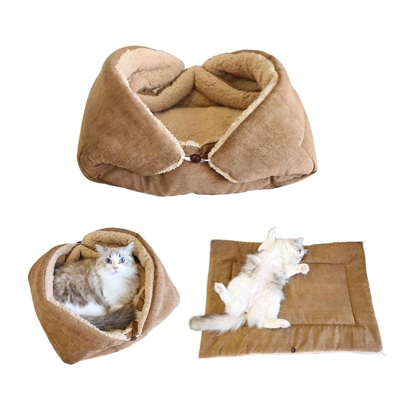 GOODCHI 2025新型 ペットベッド ペットマット 暖かい 猫用ベッド 犬用ベッド 4WAY切替可能 両面使用可能 可愛い クッションふわふわ 寒さ対策 洗濯可能 秋 冬用 猫犬兼用