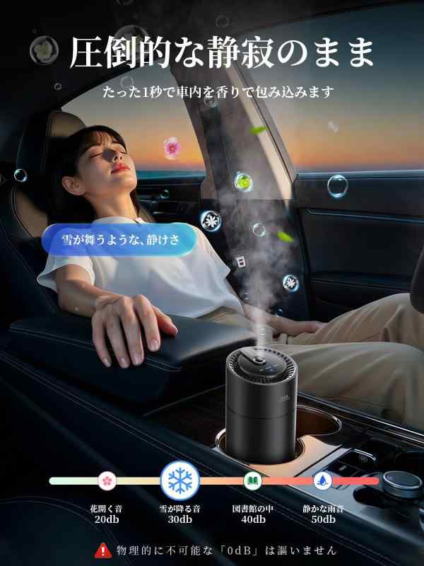 CEENIU 車 アロマディフューザー 超音波霧化【静音 自動ON/OFF 内蔵バッテリー】ホワイトムスクの香り フランス産天然香料 車 消臭 Car Fragrance 3