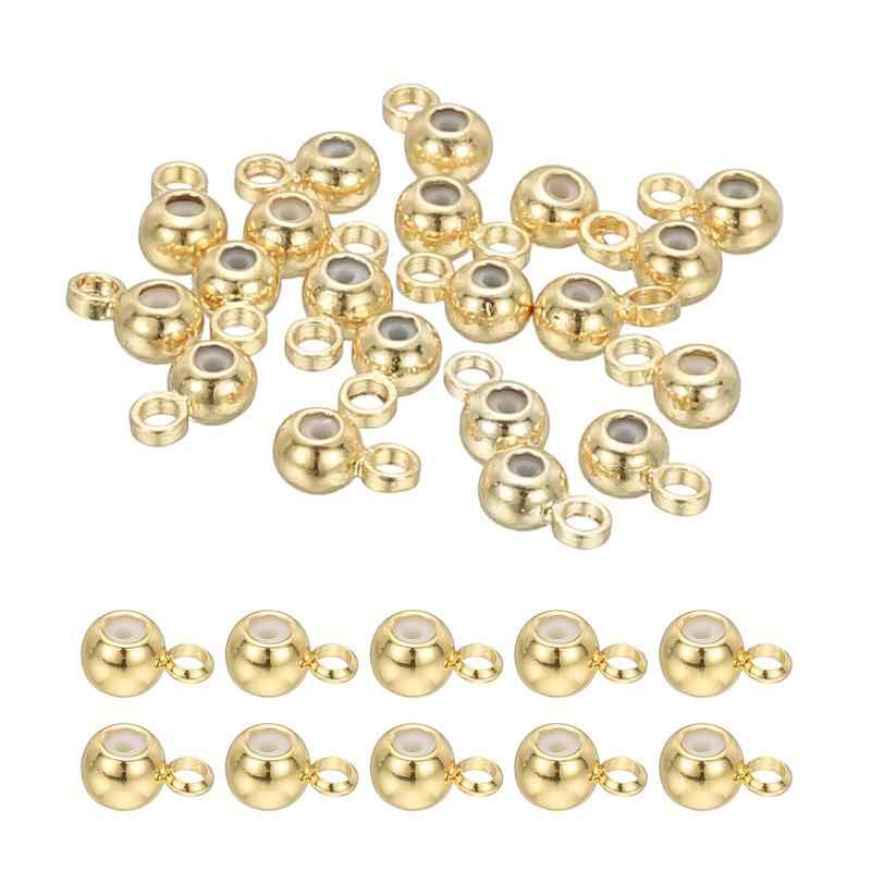 PATIKIL クリンプビーズ ストッパービーズ ポジショニング シリコンロンデルインサート 真鍮 ラウンドストッパー ブレスレット ネックレス 手芸 アクセサリー DIY用