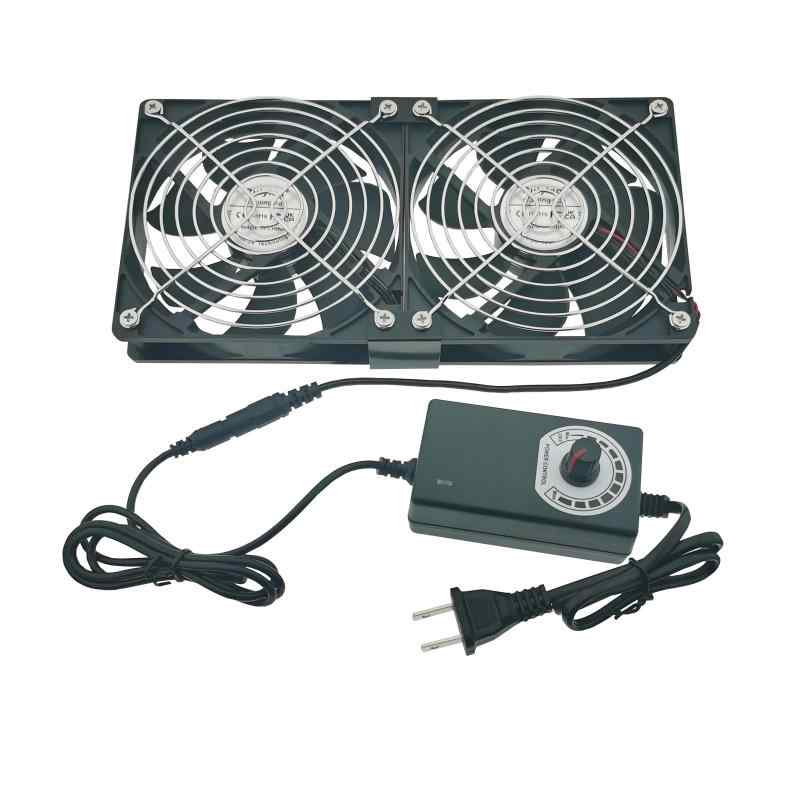 Ruiying 冷却ファン12cm 2台1組 2連、120mm x 25mm換気扇 空冷、AC100V～240Vスピードコントローラー、風量調節横置き可能 PCファン 強力 静音 冷却クーラー 薄型 送風機 黒色 PC/PS5/PS4 /ノートパソコン/