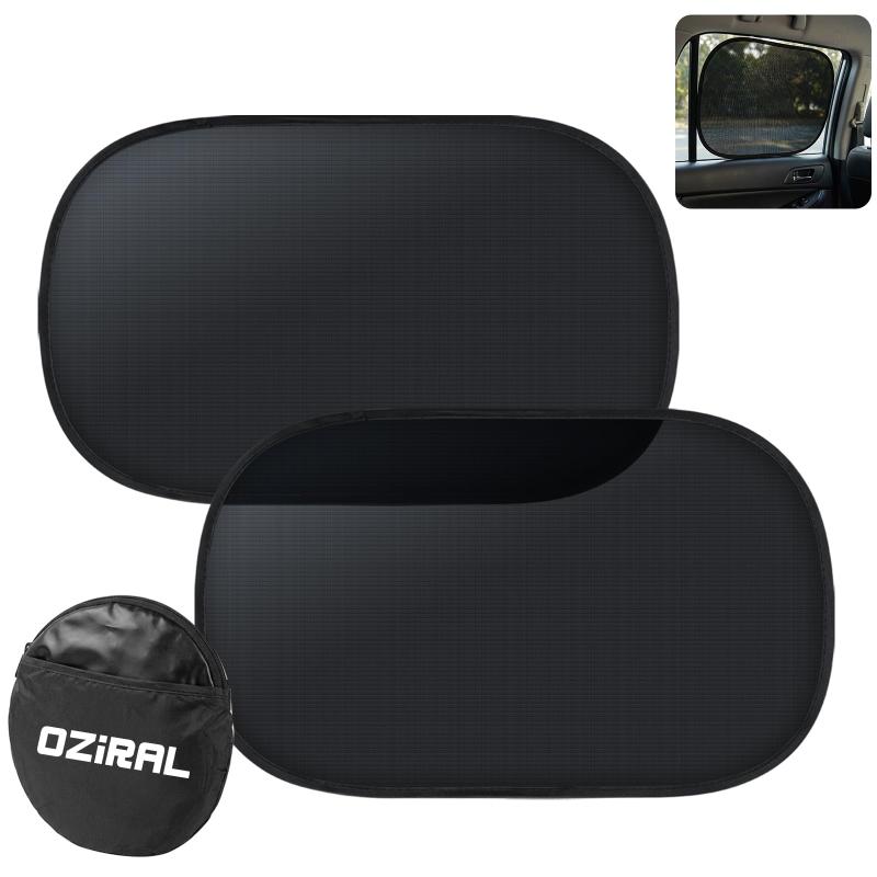 乐天商城 - サンシェード 車 サイド Oziral 車 日除け 静電気式 黒フィルム+高密度メッシュ UVカット 遮光 断熱 日焼け防止 目隠し 簡単着脱 収納袋付き 軽自動車 ミニバン SUV 車窓対応 カーシェード 2枚 56