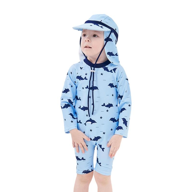[Formemory] 水着 男の子 ベビー 子供 ラッシュガード 帽子付き UVカット スイムウェア 日焼け防止 サメプール 水遊び 海水浴 プール ロンパース