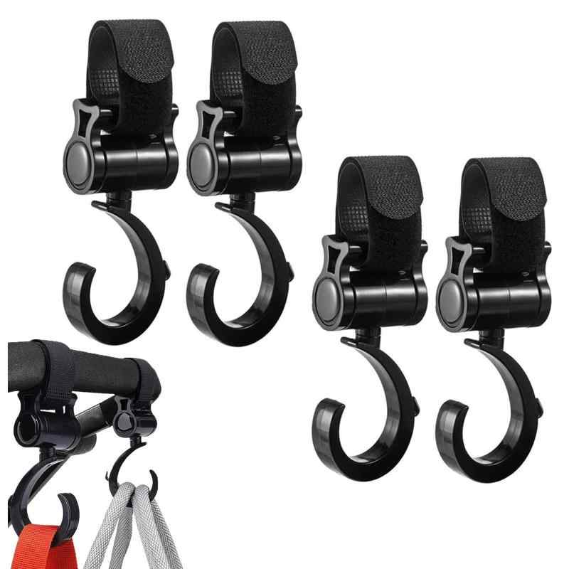 Mirhua ベビーカーフック 360°×180°回転式 マジックテープ式 マルチフック 滑り止め 耐荷重20kg 荷物 自転車 簡単取付 安定感 大きめ 耐久耐水素材 (4個入り)【セット内容】4個セット 【サイズ】長さ：13.5cm、幅：4.5cm 【最大な耐荷重】20kg【超耐荷重】フックは高品質なABSとナイロン素材を採用し、フックをより丈夫で強靭で耐久性に優れています。テープとフックをつなげる部分もしっかりとした構造です。【調整可能】調整可能な滑り止めベルトは99％のカートに適しており、バッグをハングすることができ、手はスムーズに動くことができます。フックは360度回転可能、揺れに緩衝バランスの役割。【装着方法】1.パイプにベルトを回し、本体のベルト通しにまっすぐ通します。 2.ベルトを引っ張り、巻き付けて完成です。マジックテープはしっかりとした粘着力があり、繰り返し使用可能です。【幅広い適用】ベビーカー、自転車のハンドル部分、キッチン回り、パイプヘッド、スーツケース、カートなど幅広くマルチに使用可能なんです。