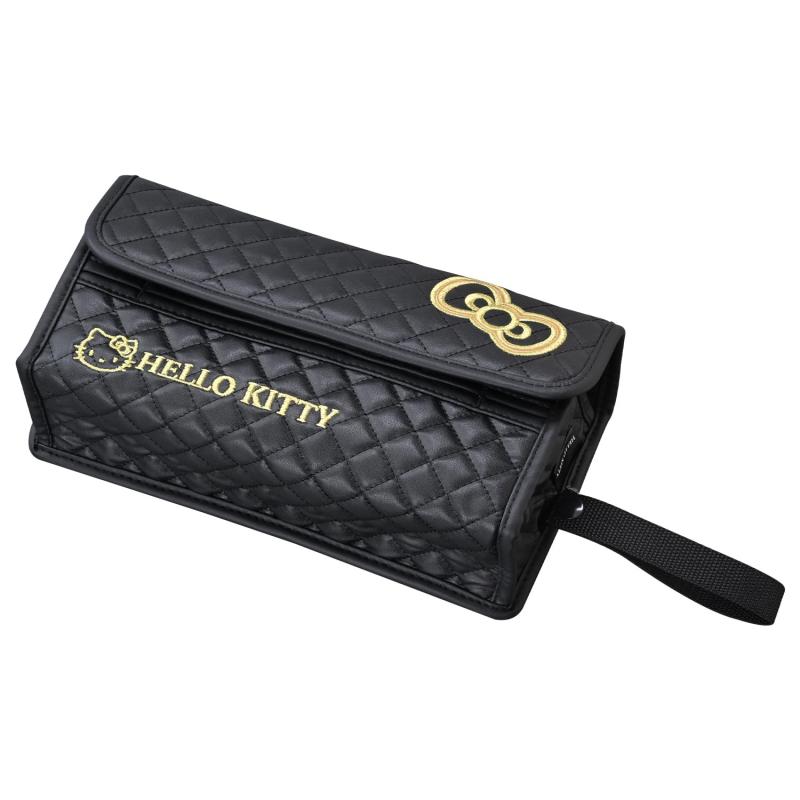 セイワ(SEIWA) カー用品 ティッシュカバー ハローキティ B&amp;Gノンスリップティシュカバー ブラック KT559 置き型&amp;吊り下げ 2WAY 底面 滑り止め付き ご家庭でも使用可能 HELLO KITTY ストラップ