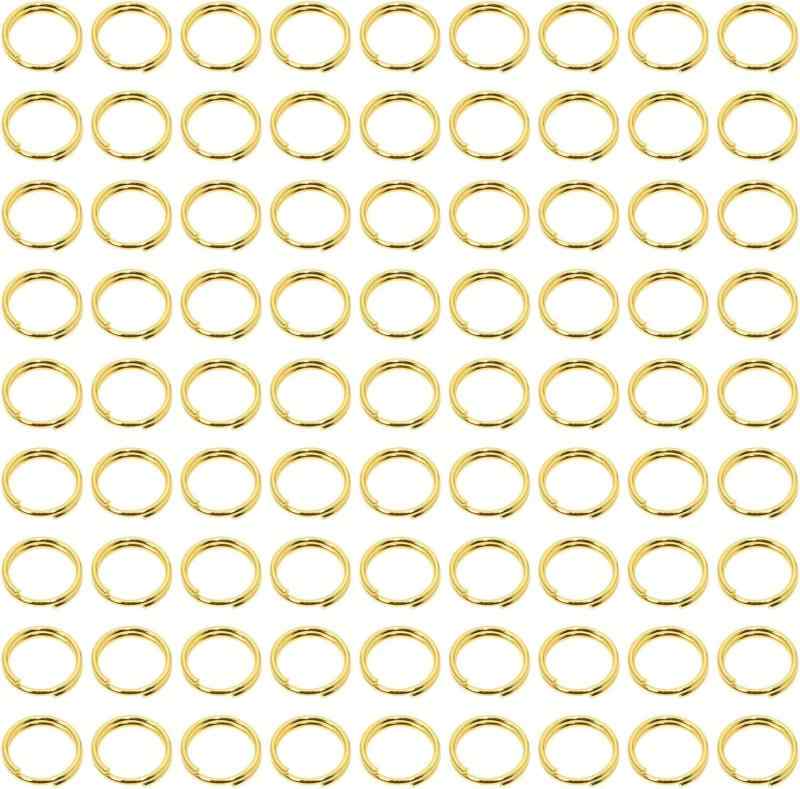 乐天商城 - 二重丸カン 二重リング 約600個入り 金具セット 基礎パーツ ジュエリー DIY用 手芸用品 アクセサリーパーツ ハンドメイド 手作り (8mm, ゴールド)