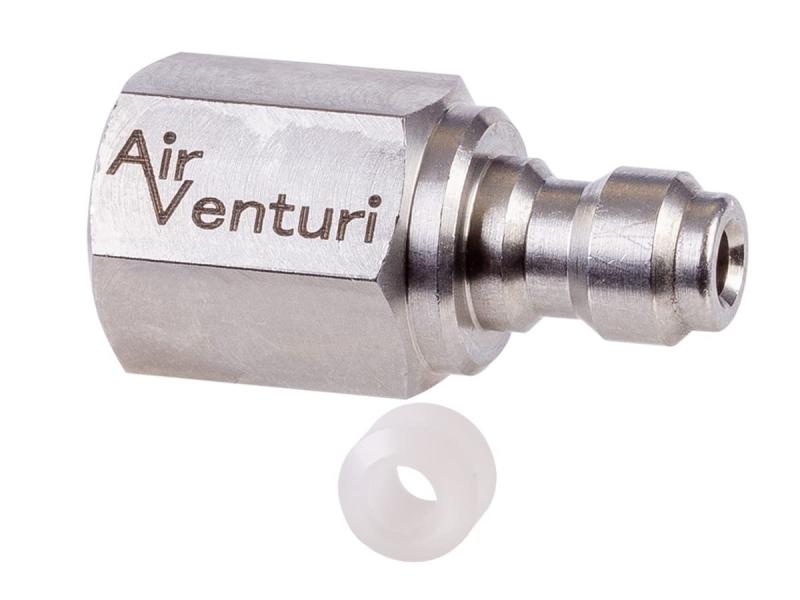 エアベンチュリオスクイックディスコネクト、1/8 BSPPメスねじ、スチール、定格5000PSI、デルリンシールを含む