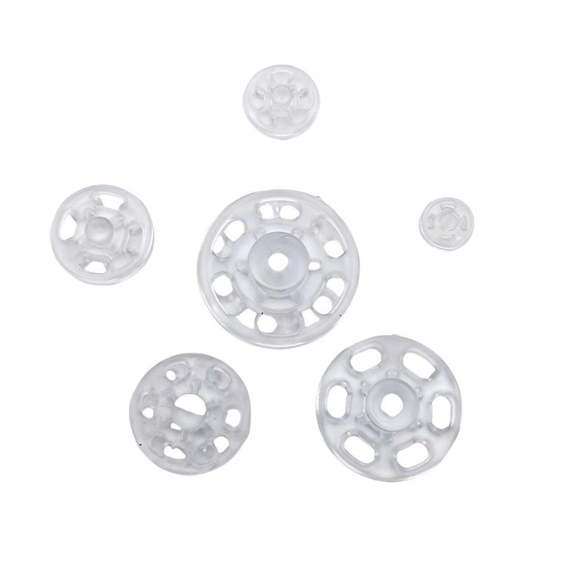 1箱/15セットインビジブル小型プラスチックスナップボタン縫い付け式スナップボタン服の縫製用 (Transparent, 21mm)