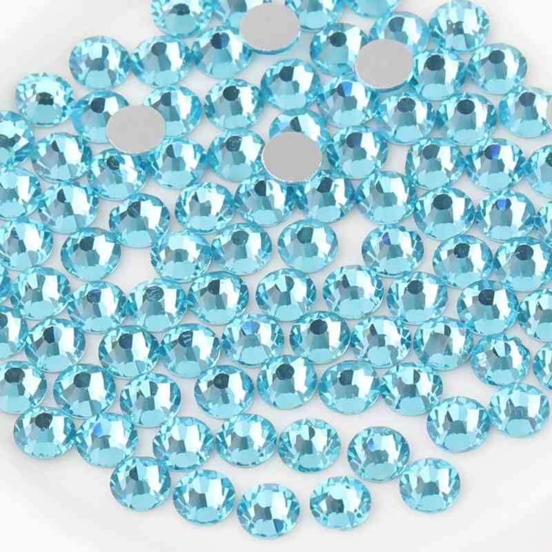 Rakuten - Beadsland（ビーズランド）1440ピースフラットバック ラインストーンネイルアート クラフト用 ノン・ホットフィックス、アクアマリン、SS16、3.8-4.0mm
