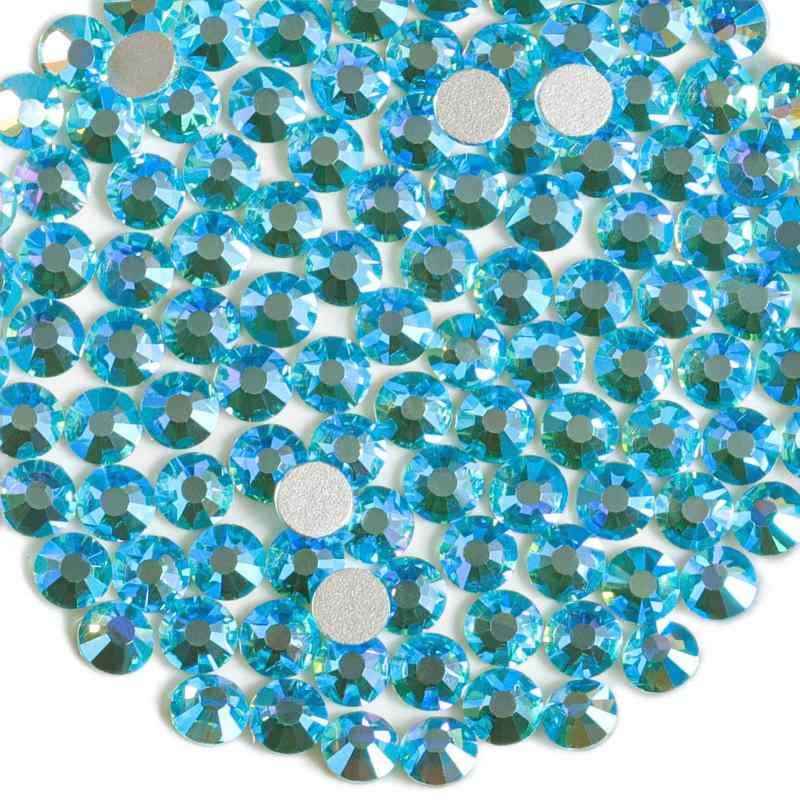 Rakuten - Beadsland（ビーズランド）288ピースフラットバック ラインストーンネイルアート クラフト用 ノン・ホットフィックス,アクアマリンAB,SS30,6.3-6.5mm