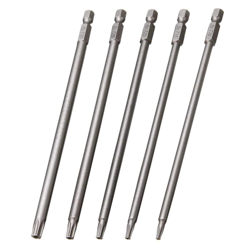 樂天商城 - Saipor 5本組 150mm トルクス星ネジ用ビットセット 磁気 トルクスビット T10-T30 ドライバービット S2合金鋼 6.35mm六角シャンク 中空トルクス頭 ドリル ビット工具 電動ハンドドライバー用
