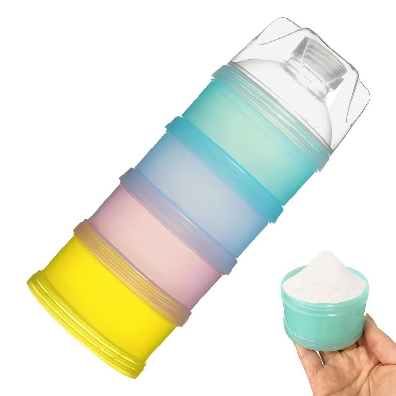 KDSSYFT ミルクボックス 4層式 離乳食保存容器 粉ミルク容器 スナック収納ボックス 積み重ね可能 携帯便利 持ち歩き 外出 旅行用