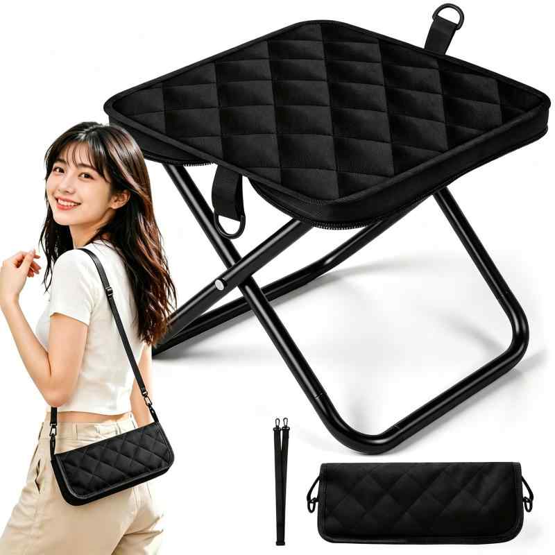 折りたたみ椅子 超軽量 収納袋一体型【5cm収納·耐荷重120kg·1秒開閉】おりたたみ 折り畳み ショルダー付き 持ち運び コンパクト オックスフォード生地 カーボンスチール製 携帯椅子 携帯用