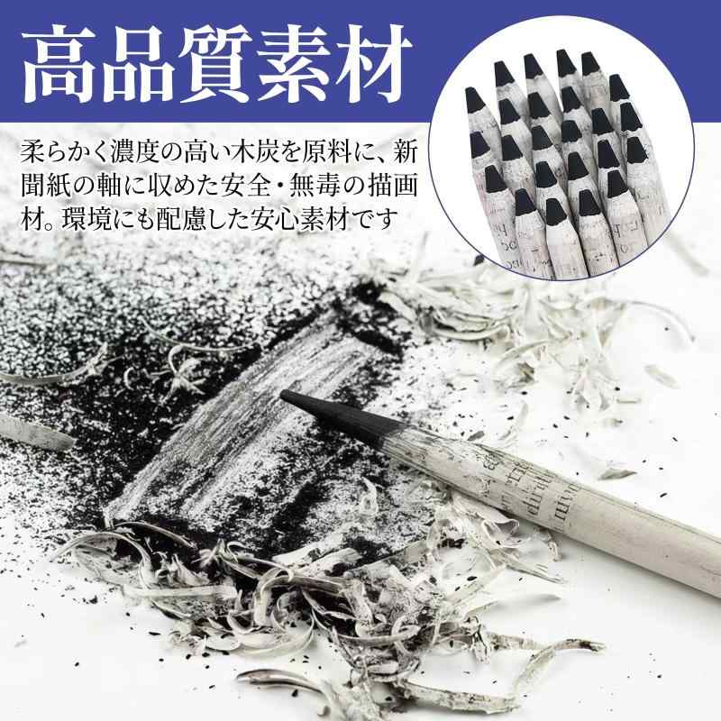 デッサン 鉛筆 木炭鉛筆 画材 木炭鉛筆 12本セット絵画・スケッチ・デッサン・線描・製図 初心者に最適 — vista 3