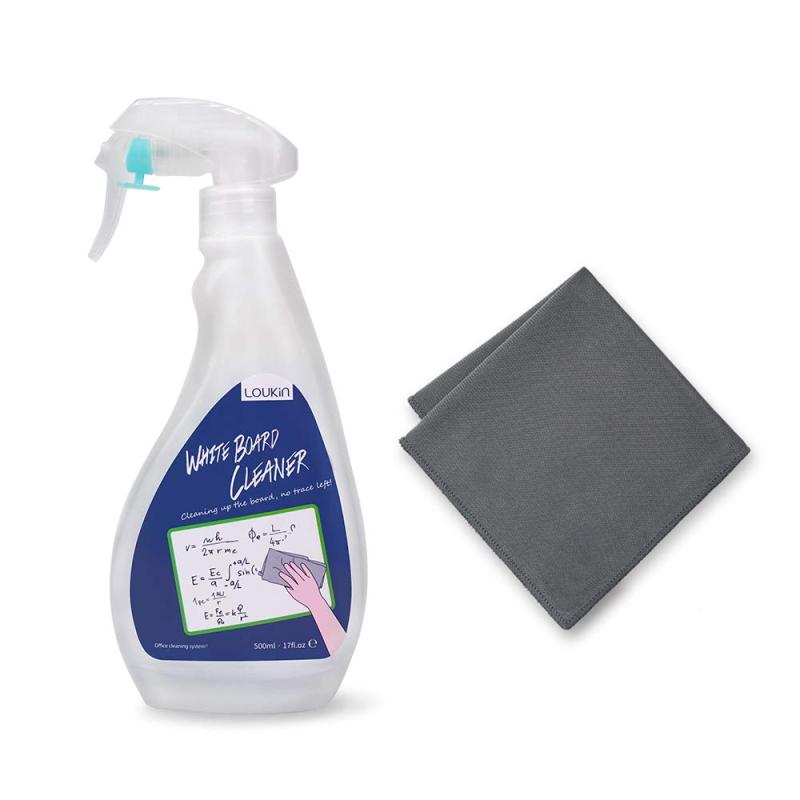 LOUKIN ホワイトボードクリーナー スプレー 低臭気 非毒性 ホワイトボード消し 500ml 1本 クリーニングクロス1枚付き