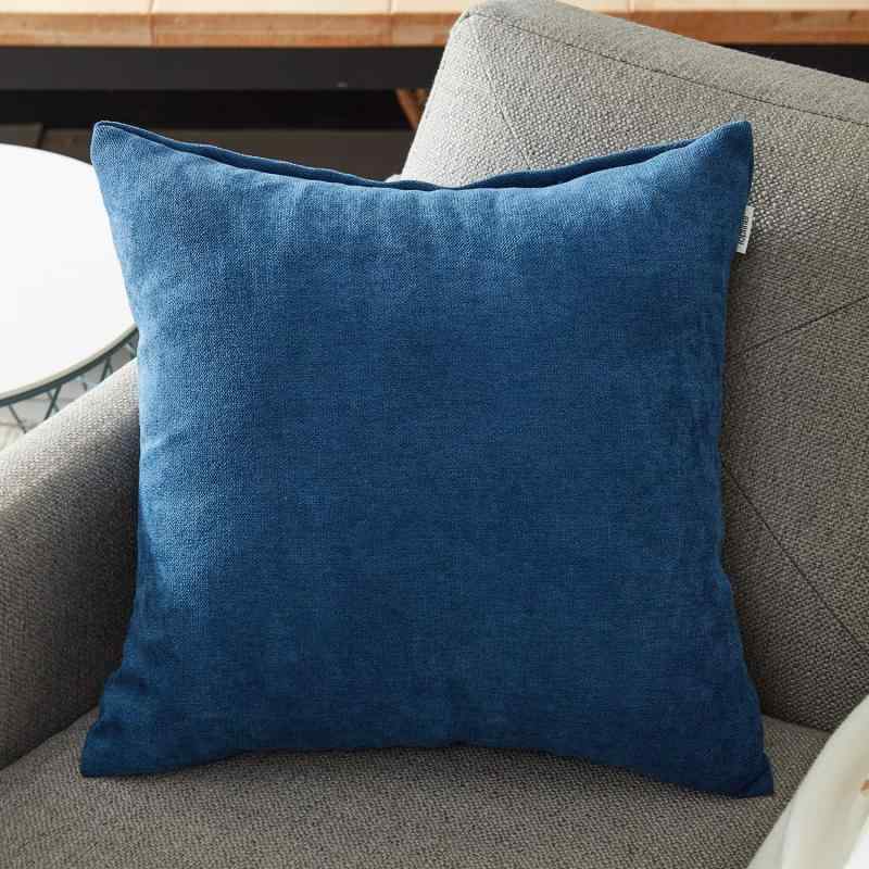 Topfinel クッションカバー リネンっぽい 45×45cm 北欧 おしゃれ 綿麻 無地 ソファ背当て 装飾枕カバー 座布団カバー ネイビー 2枚セット(全10色) [3]