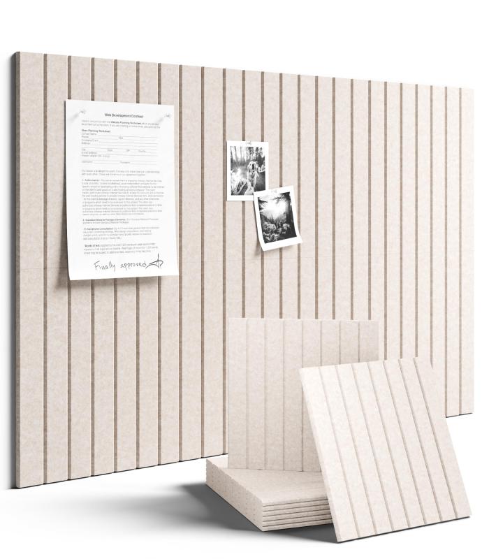 乐天商城 - 「壁に貼る 大判掲示板 60×90cm 6 枚セット」Fluxynara コルクボード代替品 フェルトボード DIY 掲示板 オフィス・家庭用 おしゃれな飾り物 強力シール 40 枚付き - オートミール