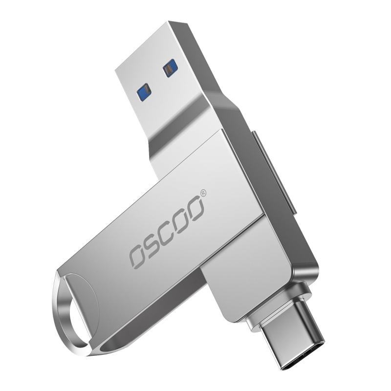 OSCOO 64GB USBフラッシュドライブ USB 3.1 Gen1 デュアルUSB-A & Type-C、スマートフォン、ノートパソコン、タブレット用のポータブルサムドライブ